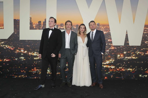 Hollywood, CA - July 22, 2019: Quentin Tarantino, Director/Writer/Producer, Brad Pitt, Margot Robbie and Leonardo DiCaprio at the Premiere of Sony Pictures’ "Once Upon A Time In Hollywood" at the TCL Chinese Theatre. (Photo by Eric Charbonneau/for Sony Pictures/Shutterstock)