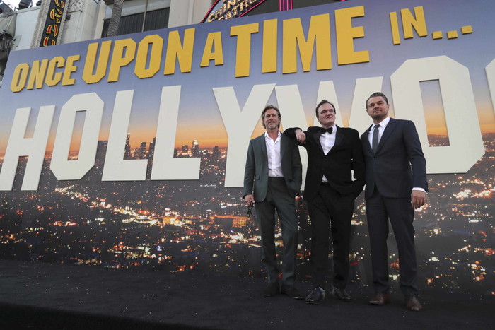 Hollywood, CA - July 22, 2019: Brad Pitt, Quentin Tarantino, Director/Writer/Producer, and Leonardo DiCaprio at the Premiere of Sony Pictures’ "Once Upon A Time In Hollywood" at the TCL Chinese Theatre. (Photo by Eric Charbonneau/for Sony Pictures/Shutterstock)